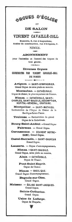 liste de travaux d'orgues