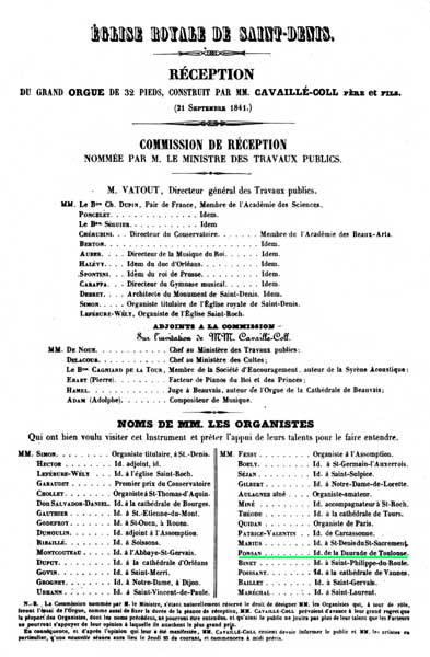rec&eacute;ption de l'orgue de Saint-Denis