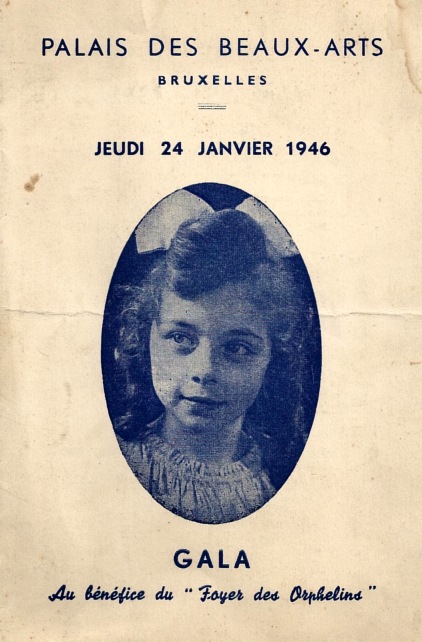 Programme du gala du 24 janvier 1946 au Palais des Beaux-Arts de Bruxelles. Elisabeth Verlooy, enfant prodige, est alors âgée de 13 ans