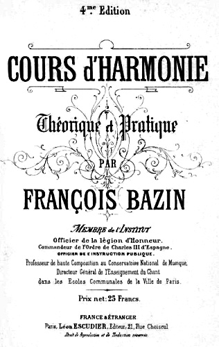 Cours d'harmonie de Franois Bazin