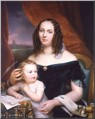 Portrait de Louise Colet avec sa fille Henriette