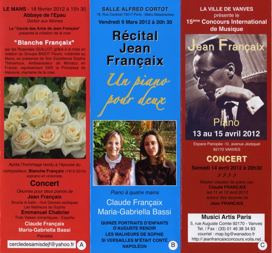Concerts Jean Françaix pour le centenaire de sa naissance
