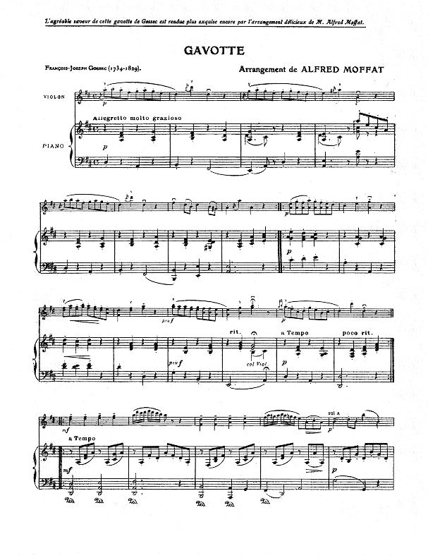 Gossec: Gavotte pour violon et piano, page 1