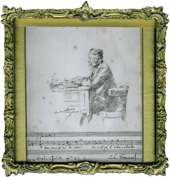 Gounod à sa table de travail, dessin de Louise Abbema