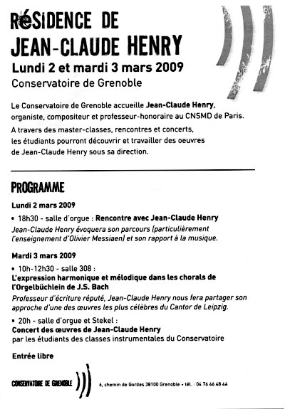 Rencontres avec Jean-Claude Henry, 2009