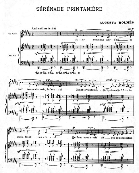 Augusta Holms, Srnade printanire pour voix et piano, p.1