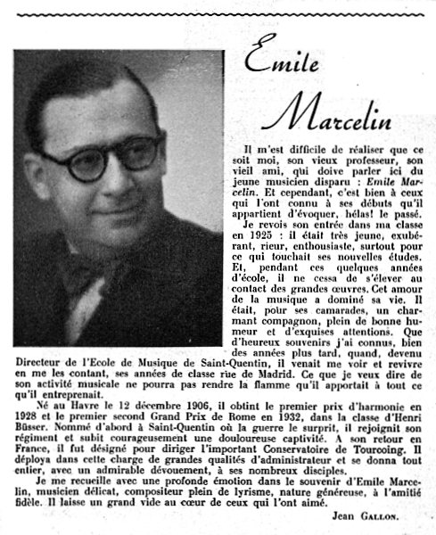 Article de Jean Gallon, in la revue Le Conservatoire de juin 1954