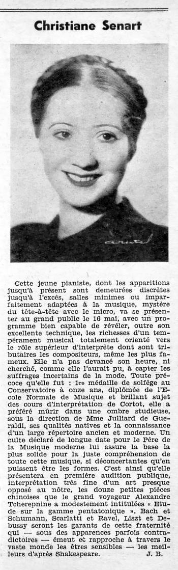 Christiane Sénart (Guide Musical, 1936)