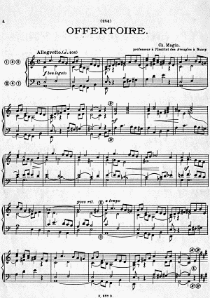 Offertoire pour orgue (premières mesures), Charles Magin