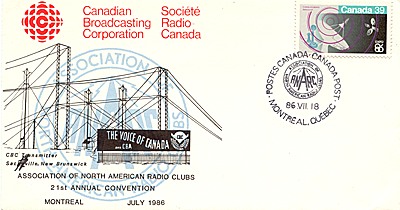 Enveloppe premier jour commémorative du congrès ANARC 1986 à Montréal (LIEN VERS LE SITE WEB DE L'ANARC)